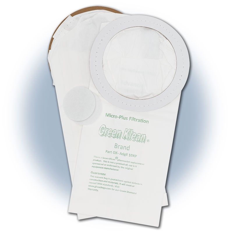 Bags, Paper, 10QT, 10pk, Advance Agility, Nilfisk GD10, Clarke Comfort Backpack, Green Klean