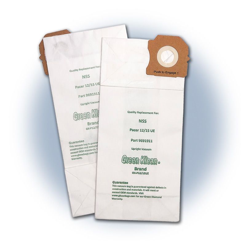 Bags, Paper, 100pk, NSS Pacer 12UE/15UE Upright, Green Klean Bags, Paper, 100pk, NSS Pacer 12UE/15UE Upright, Green Klean