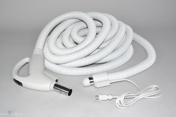 Central Hose, 30', W/Pigtail, Low Voltage, Dual Voltage, White, Dual Switch, For Beam, Nutone, Vacuflow & Other Central Vac Systems
