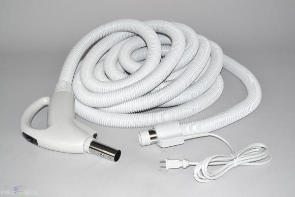 Central Hose, 30', W/Pigtail, Low Voltage, Dual Voltage, White, Dual Switch, For Beam, Nutone, Vacuflow & Other Central Vac Systems Central Hose, 30', W/Pigtail, Low Voltage, Dual Voltage, White, Dual Switch, For Beam, Nutone, Vacuflow & Other Central Vac Systems