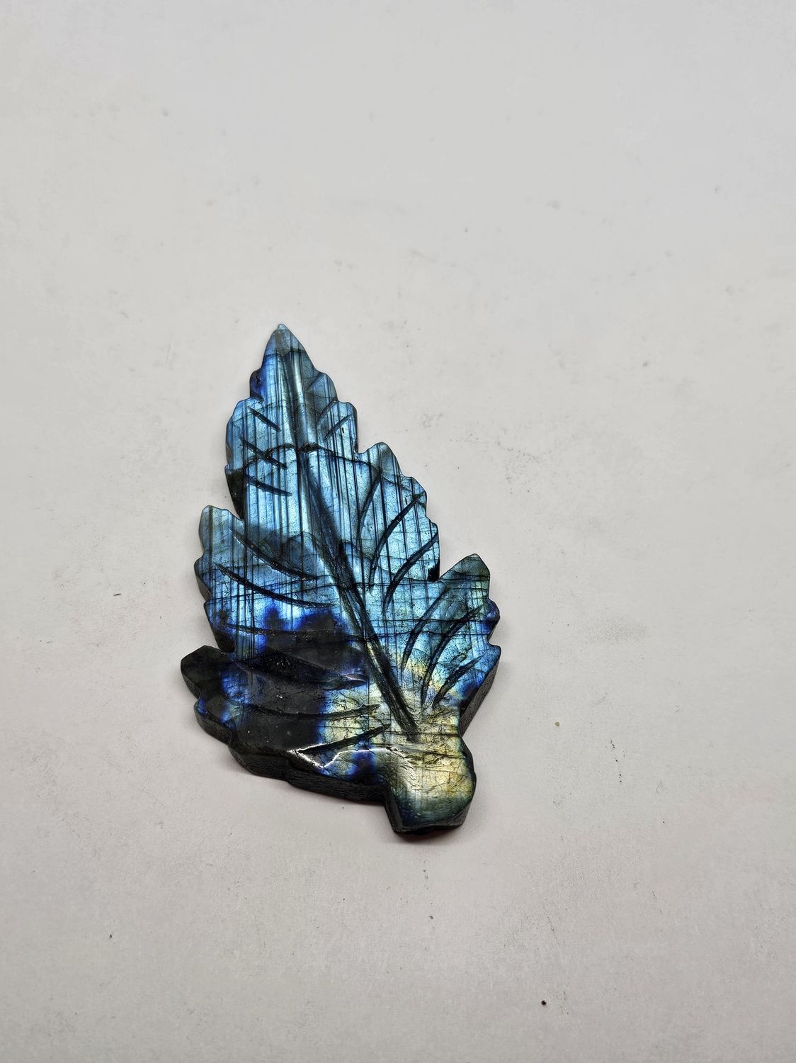 labradorite carved leaf