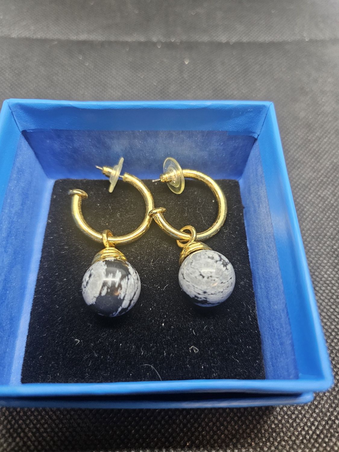 Snowflake obsidian earrings