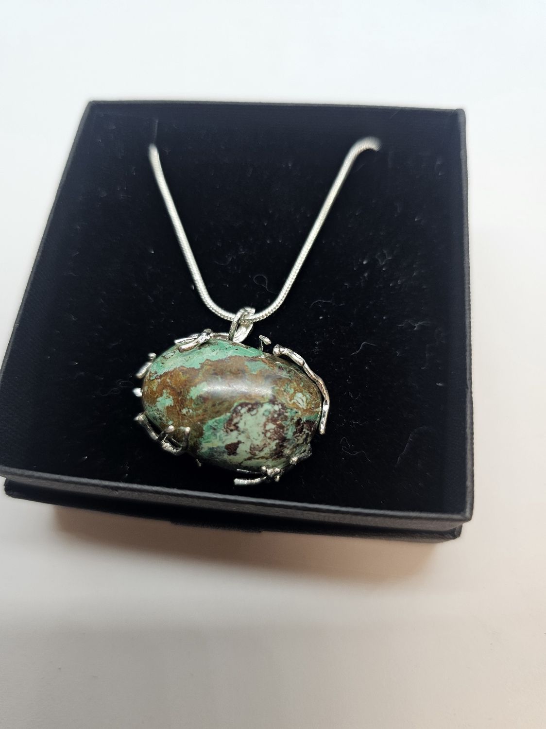 chrysocolla gem silica pendant