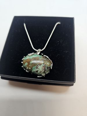 chrysocolla gem silica pendant