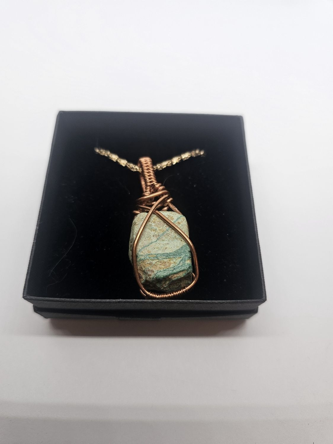 chrysocolla turquoise pendant wire wrapped