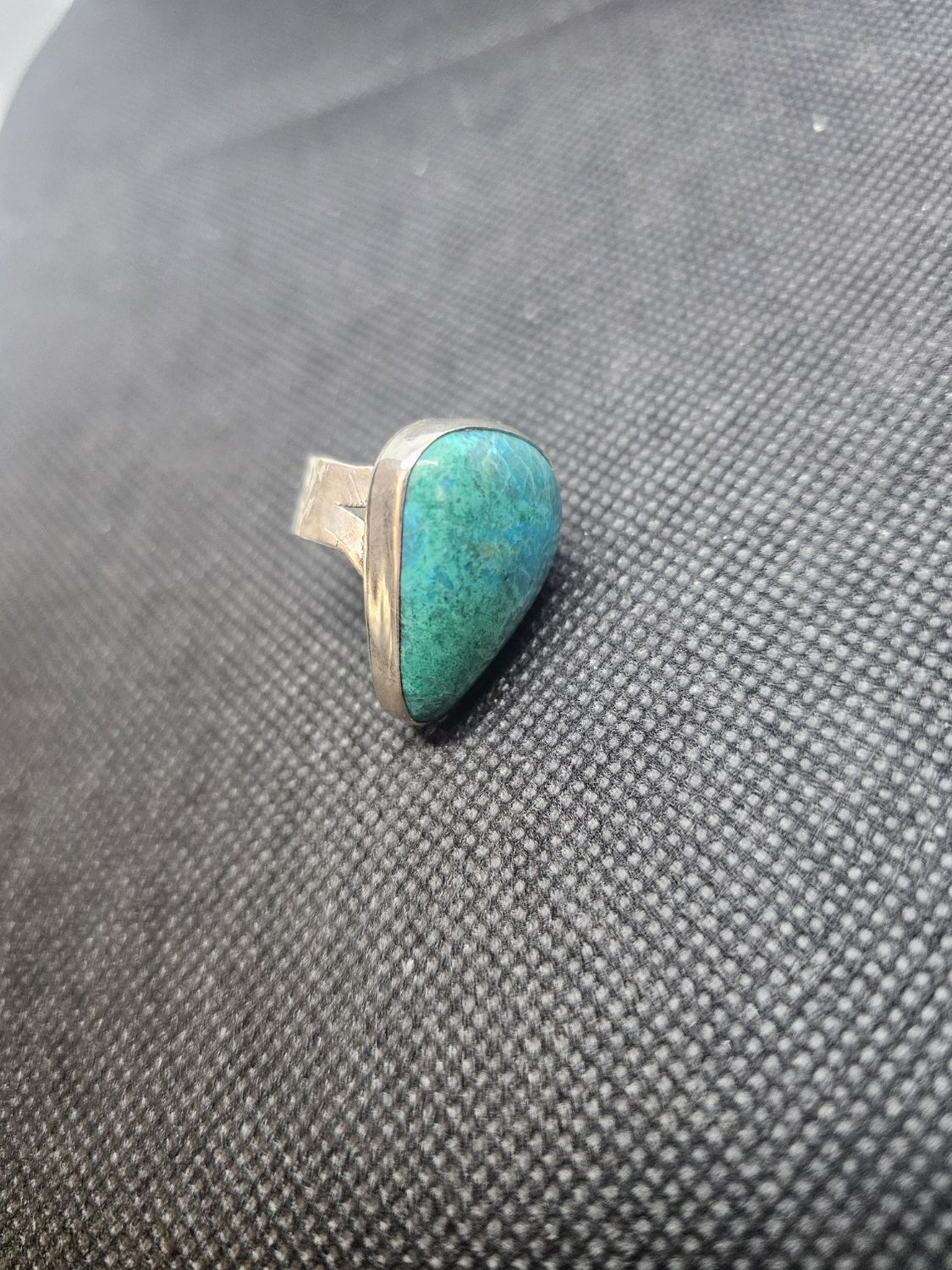 chrysocolla silver ring, size 5.5