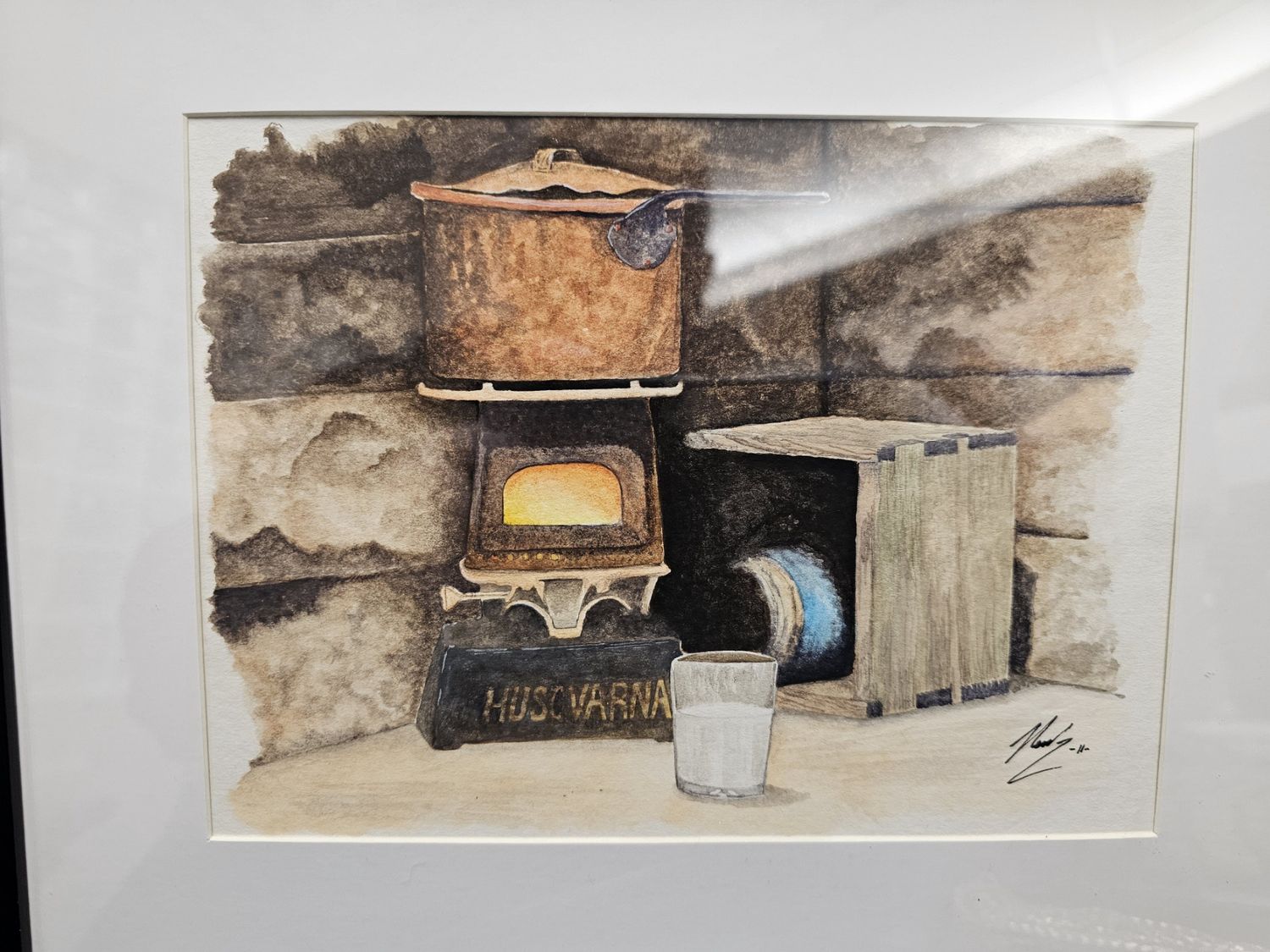 opaque water color micro realism, The stove