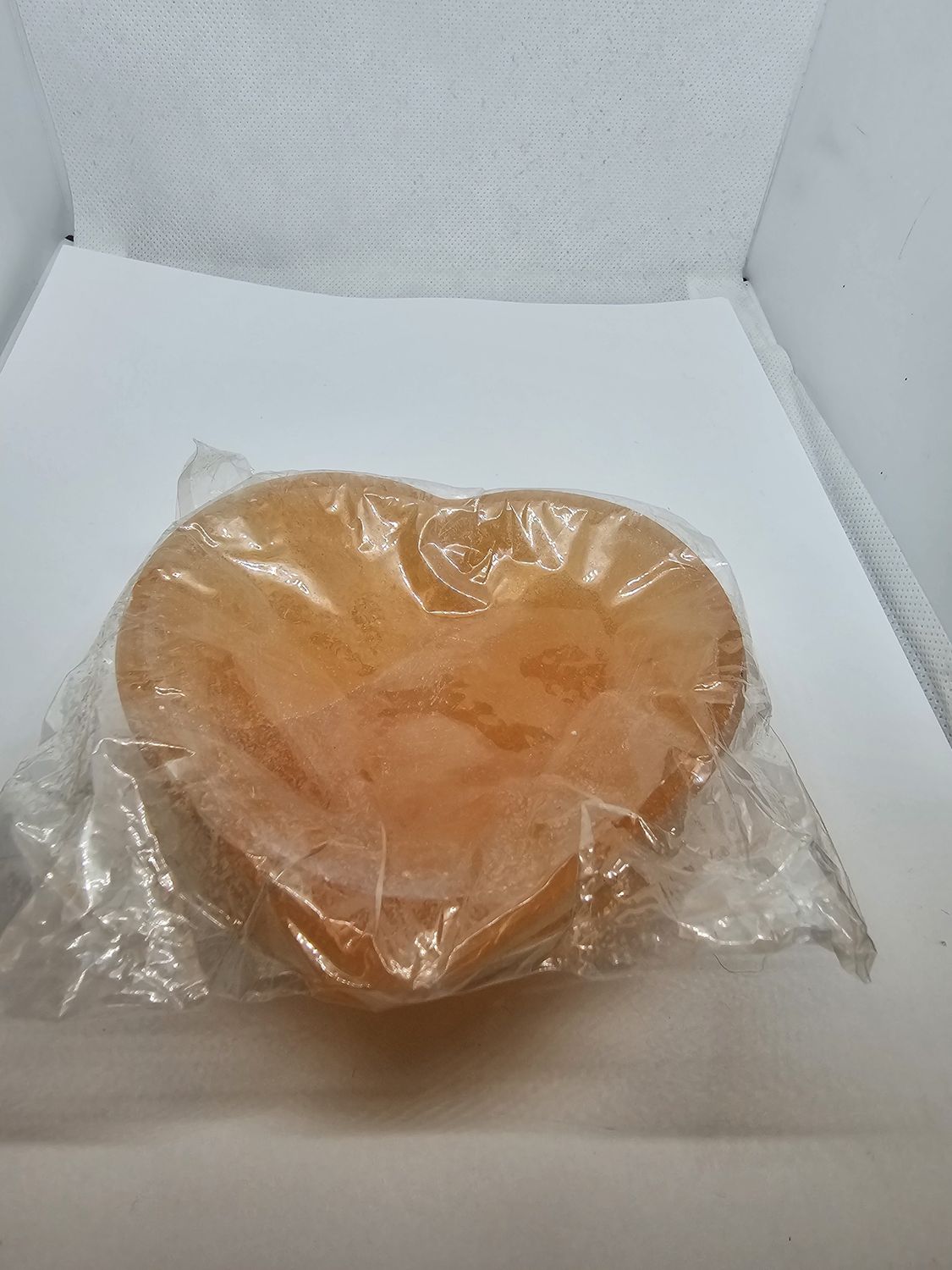 peach selenite heart bowl