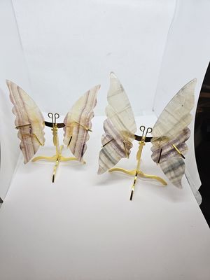 rainbow fluorite butterflies on stand