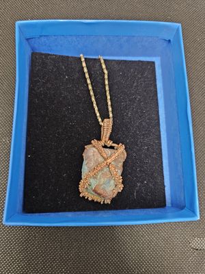 electroplated copper wrapped turquoise nugget pendant
