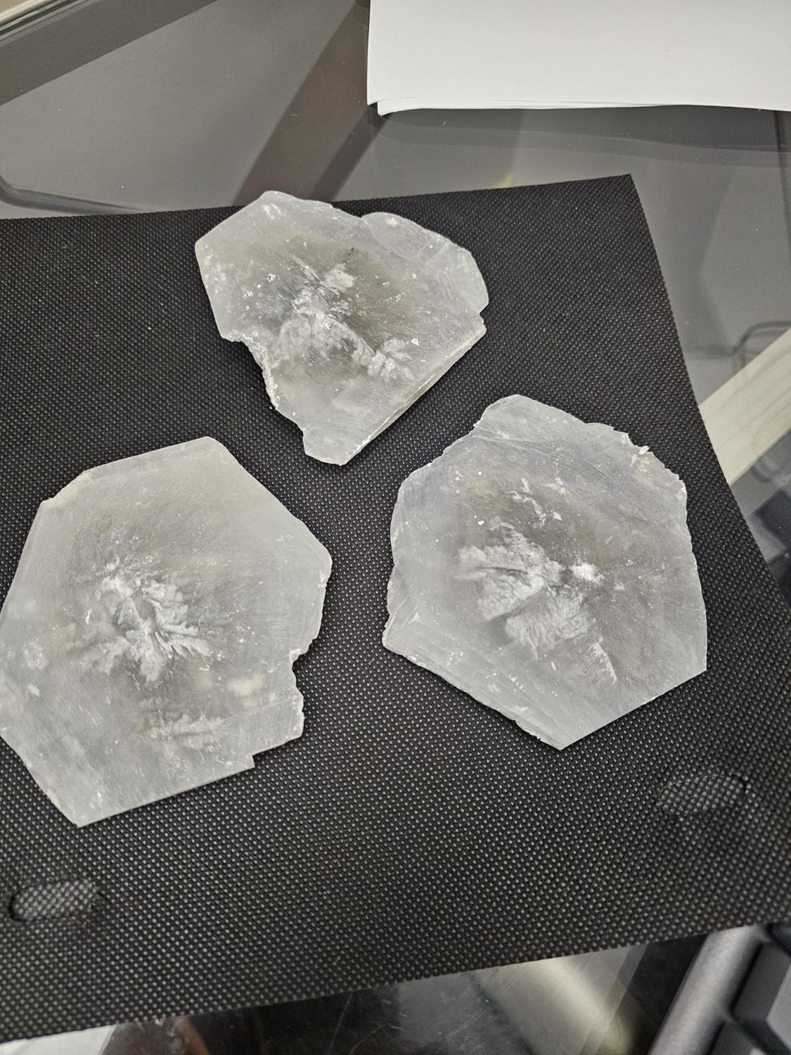 selenite crystals with clay inclusions