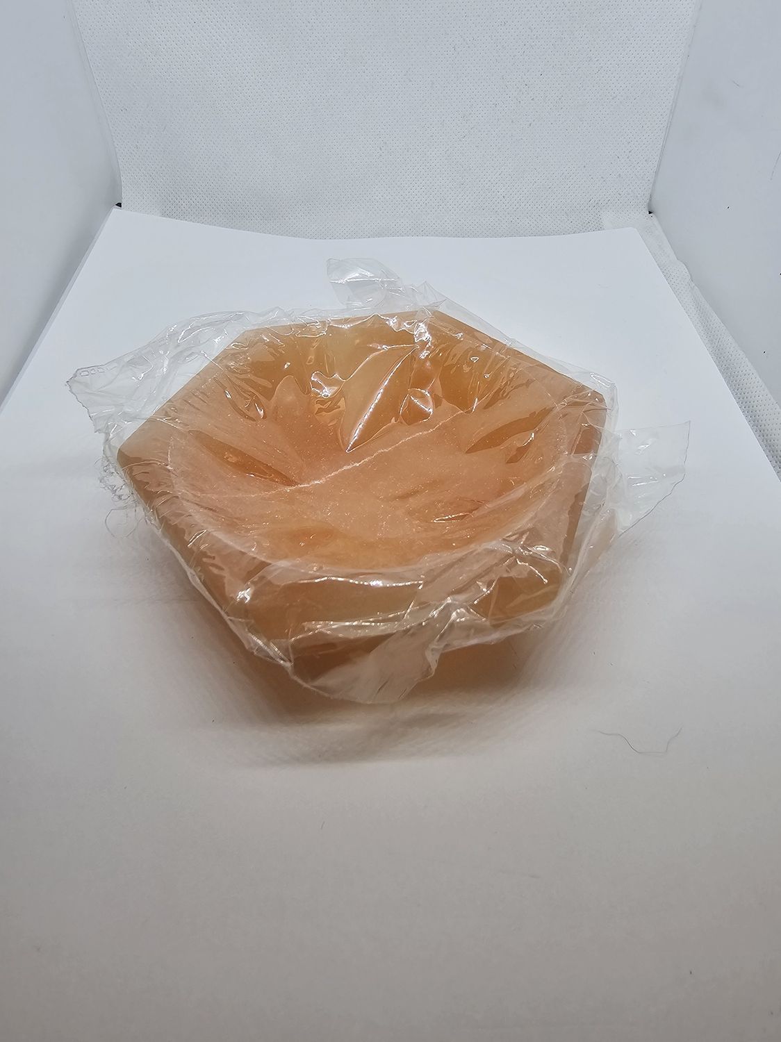 peach selenite hexagonal bowl