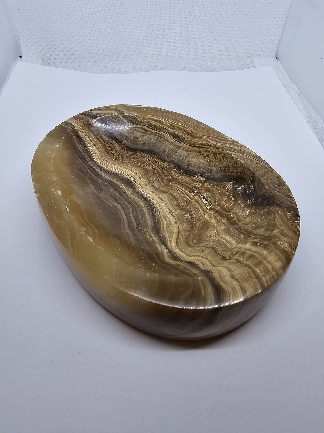 banded chocolate calcite bowl