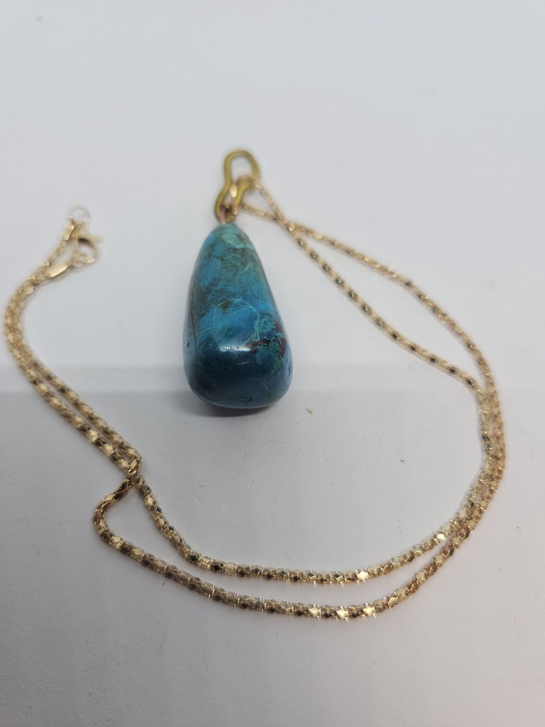 chrysocolla turquoise pendant with gold chain
