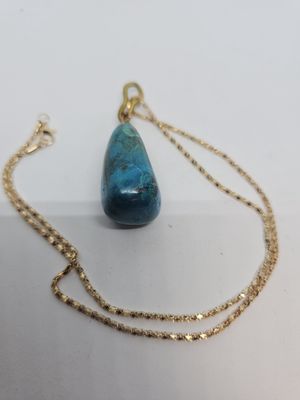 chrysocolla turquoise pendant with gold chain