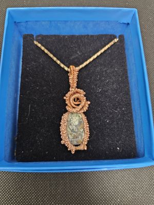 electroformed copper wrapped spotted dick pendant