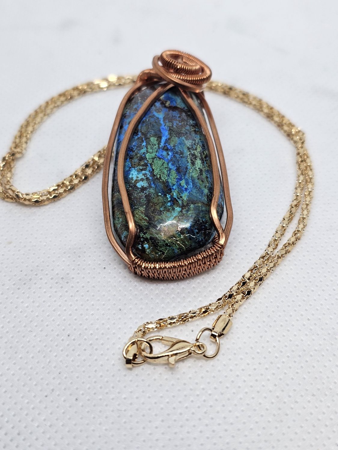 chrysocolla gem silica turquoise wrap
