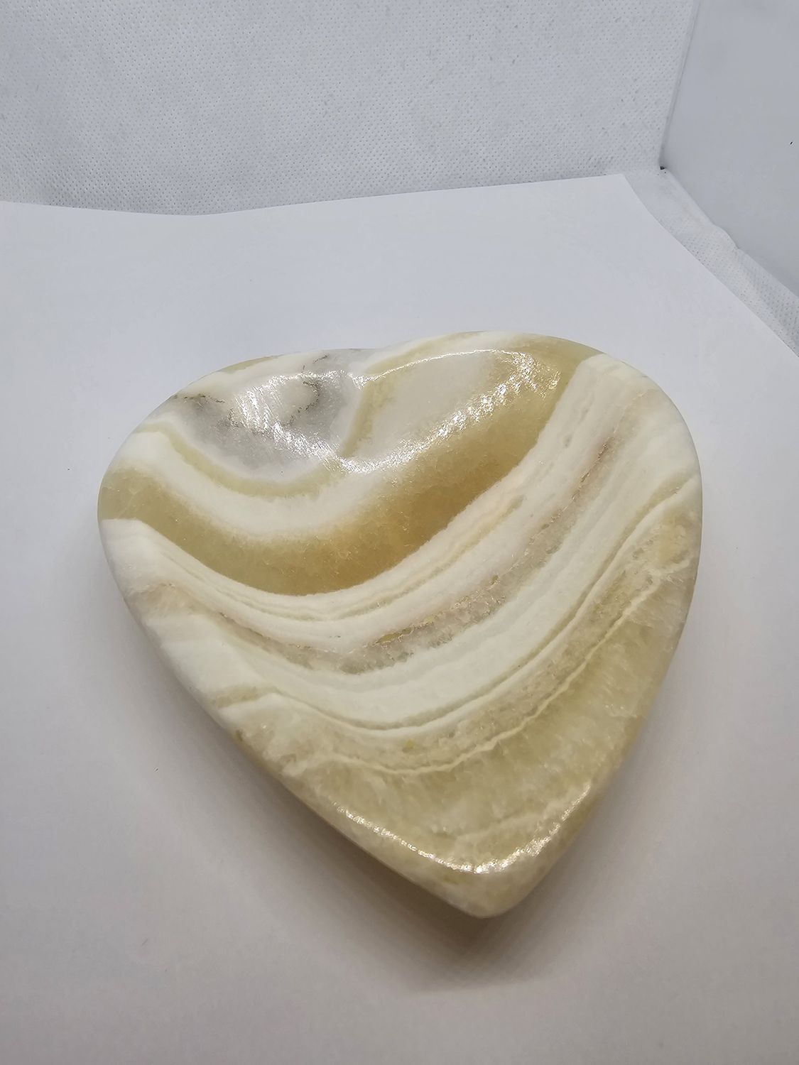 banded onyx heart bowl