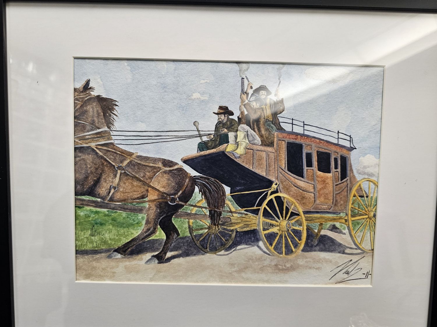 opaque water color micro realism, The stage coach