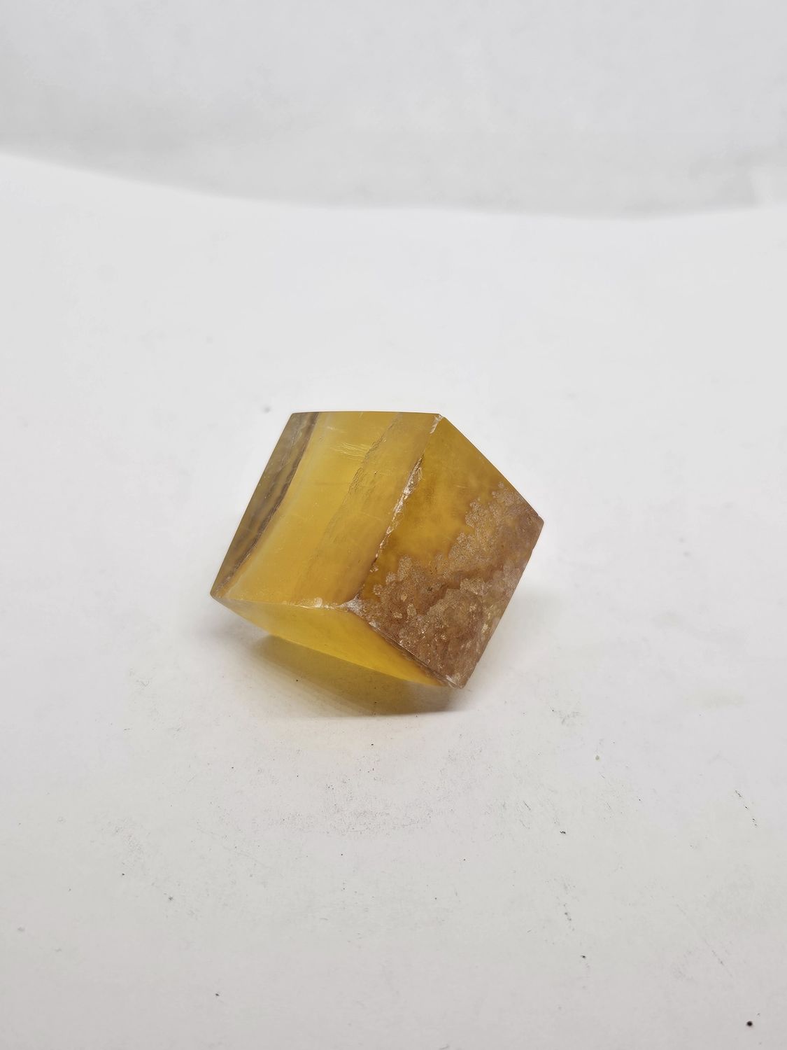 small yellow fluorite cube