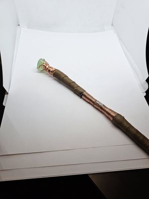 green fluorite capper leather wand