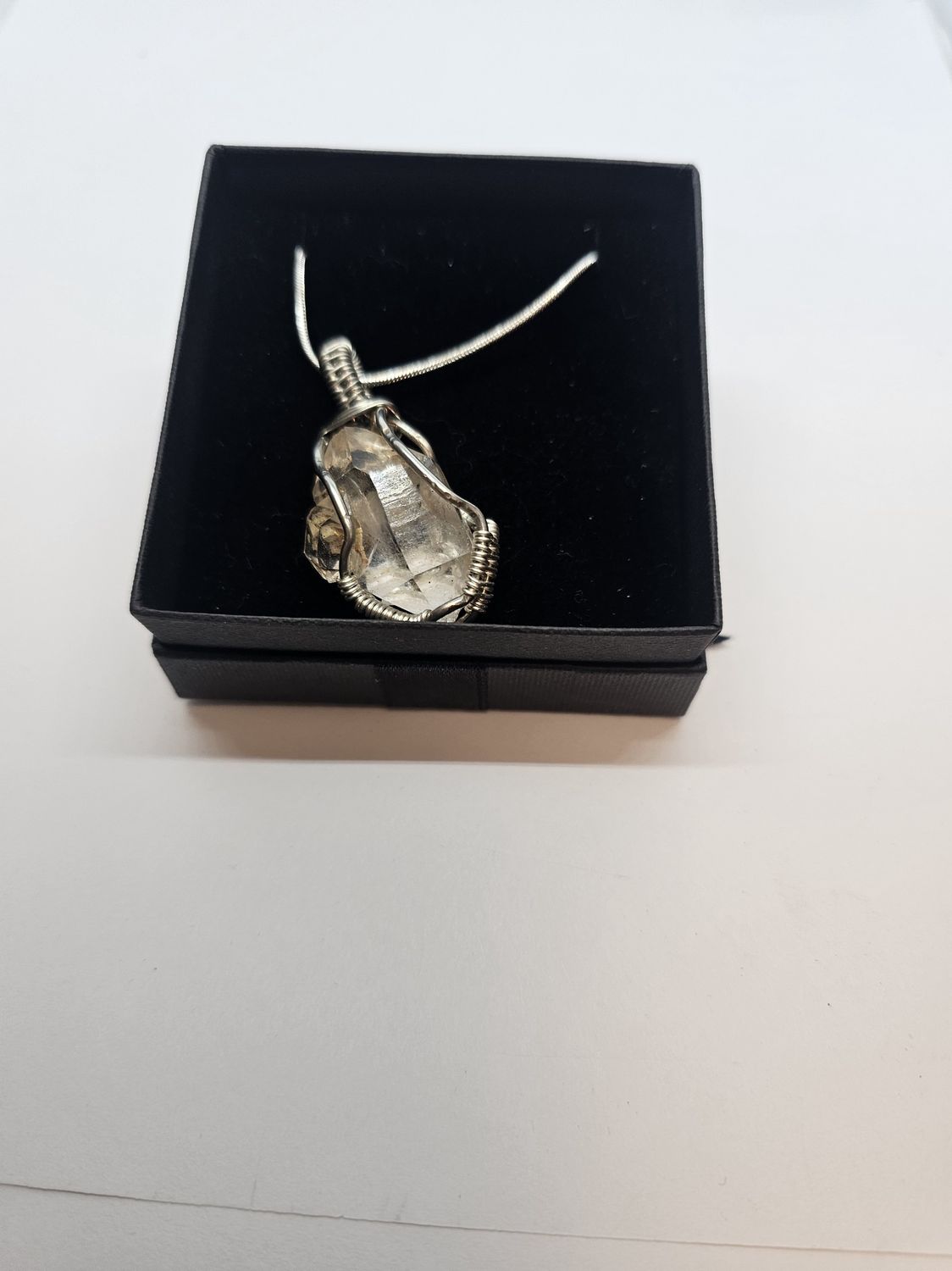 clear quartz silver wrap