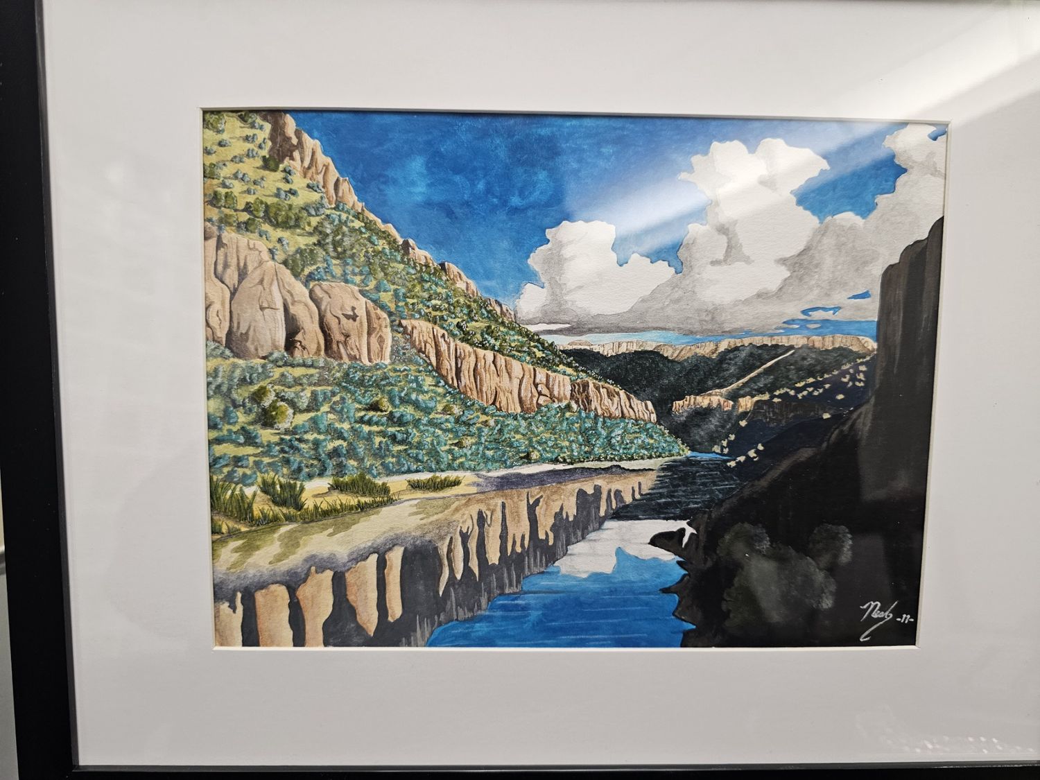 opaque water color micro realism, The river