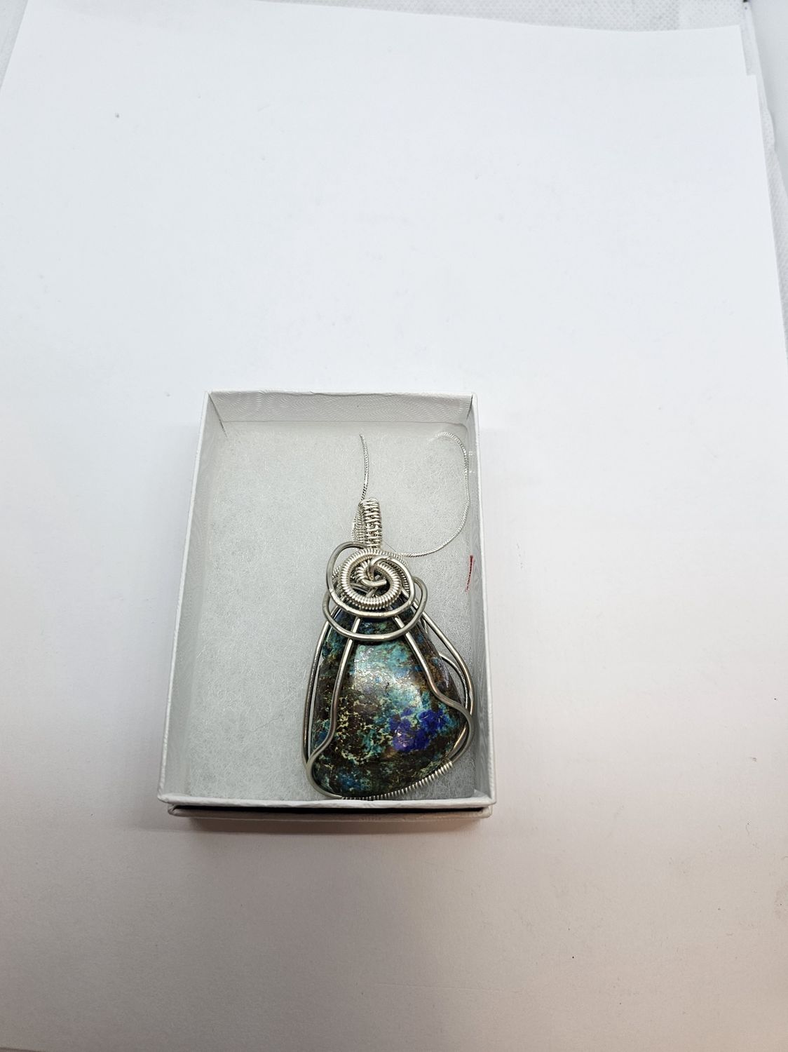 chrysocolla gem silica silver wire wrap