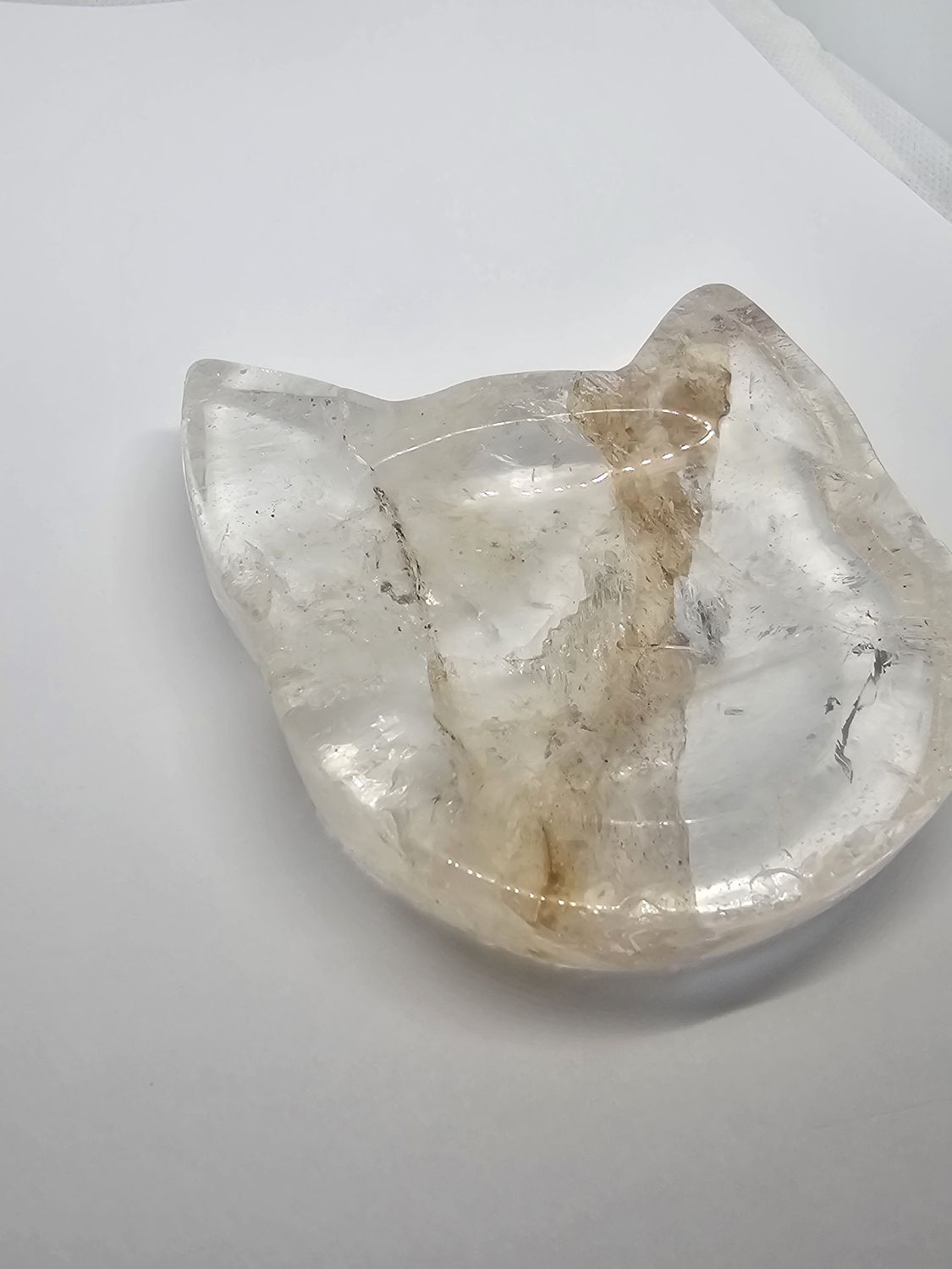 clear quartz cat bowl