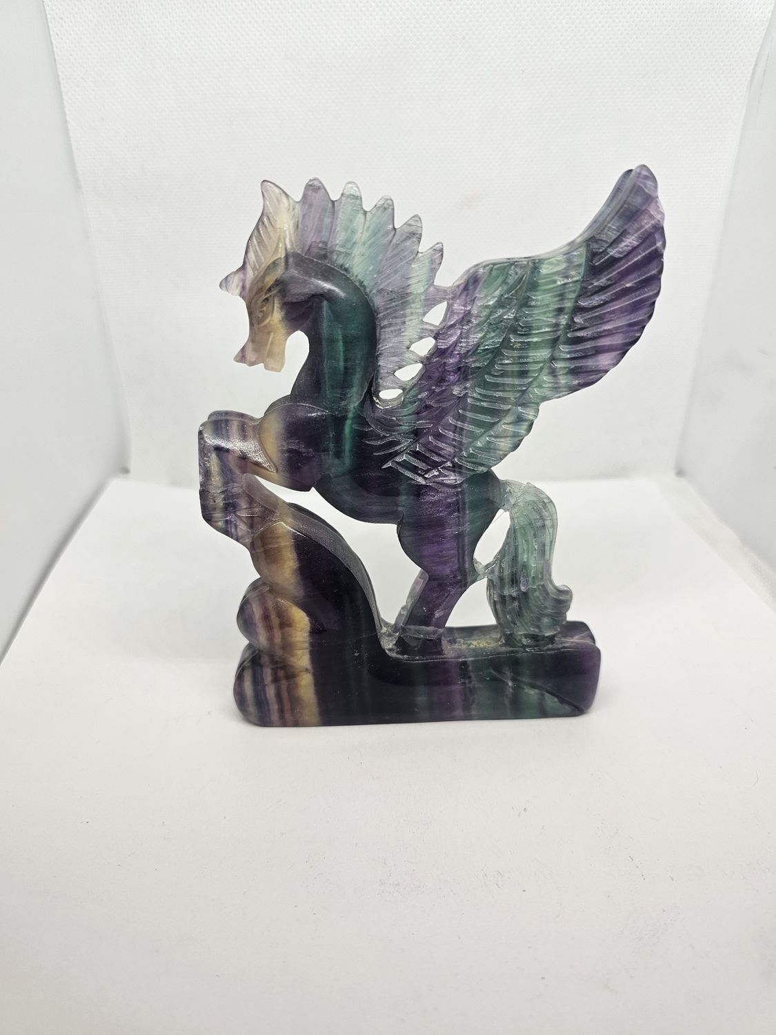 carved rainbow fluorite Pegasus