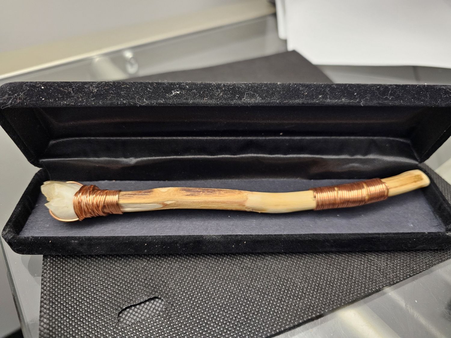large dogs tooth calcite copper wand