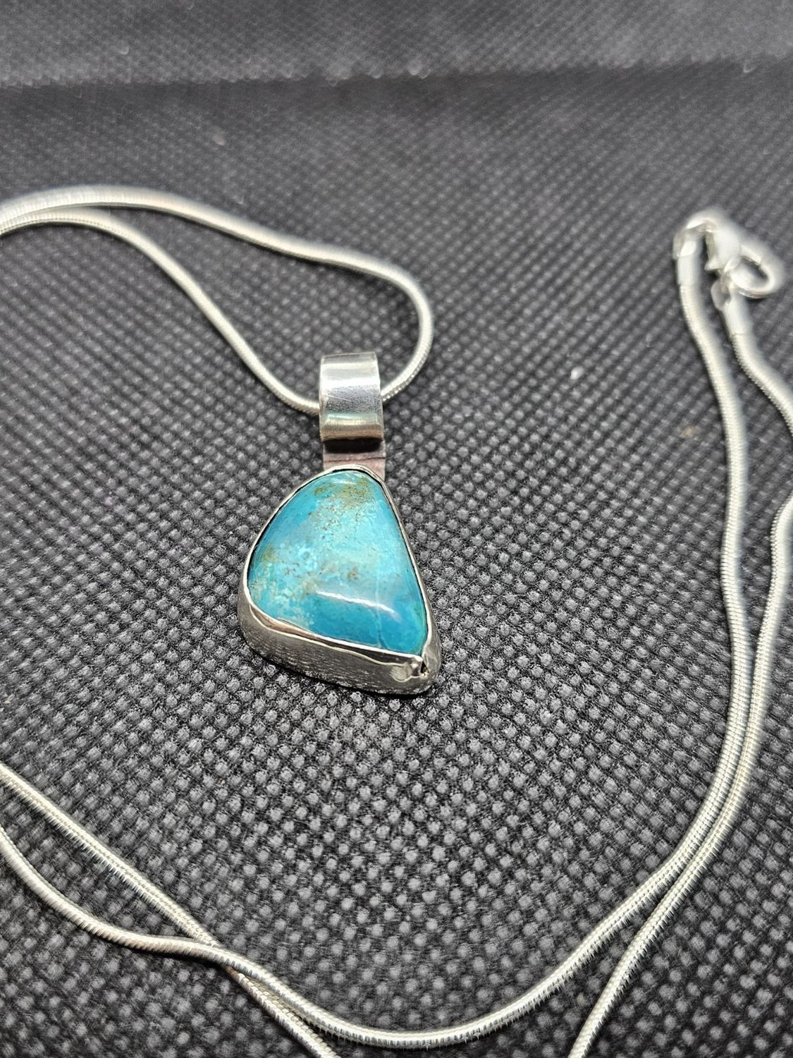chrysocolla triangle in silver