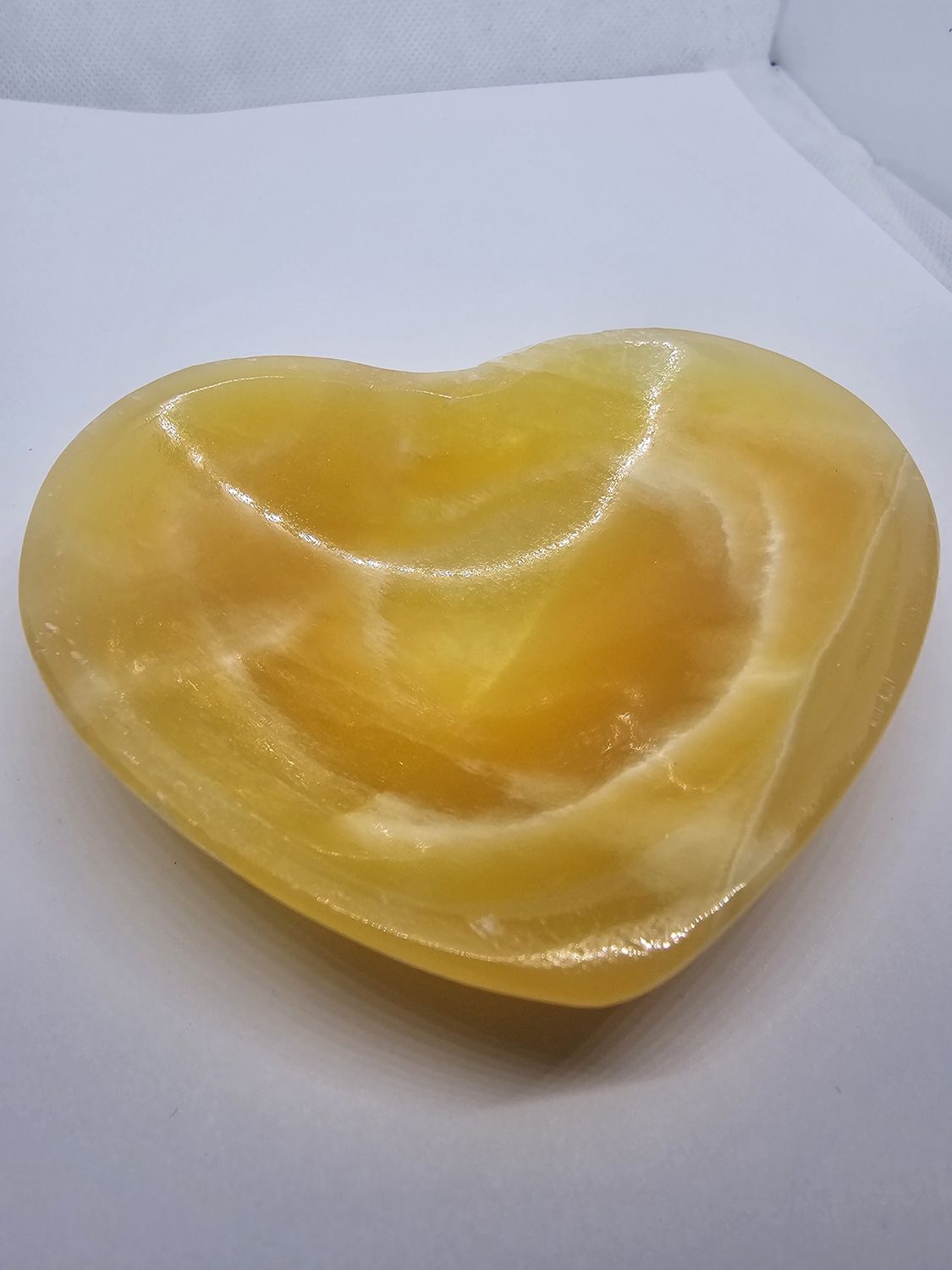 honey calcite heart bowl