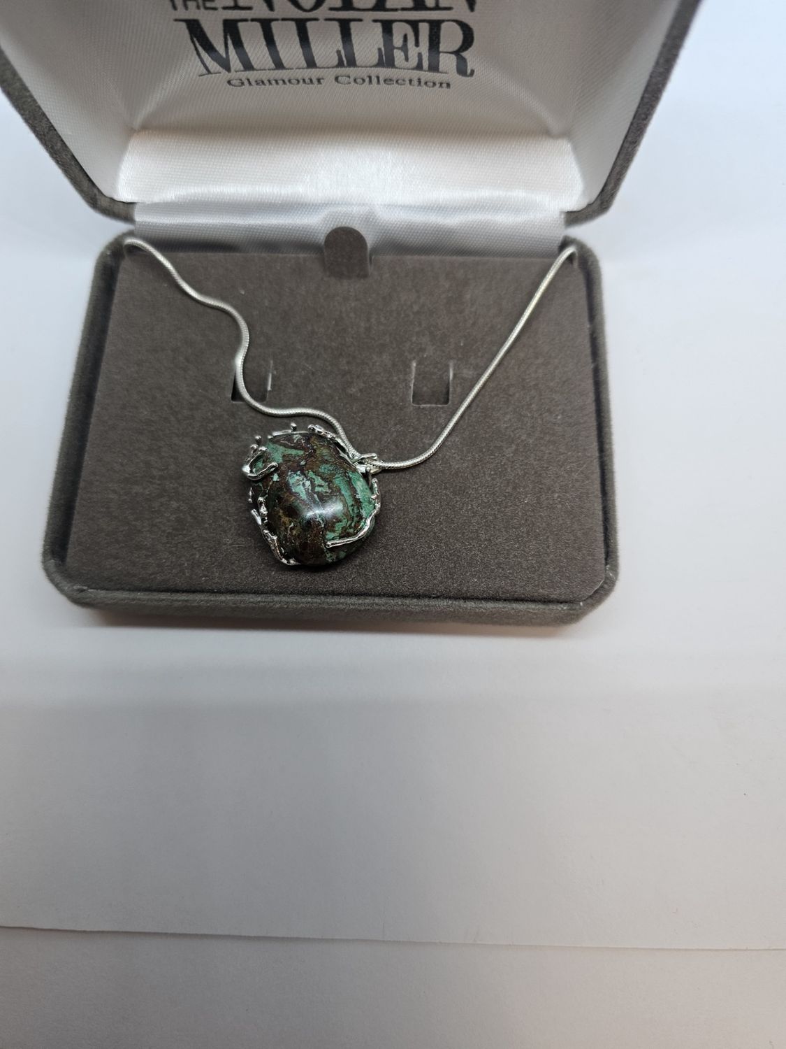 chrysocolla silver wrap pendant