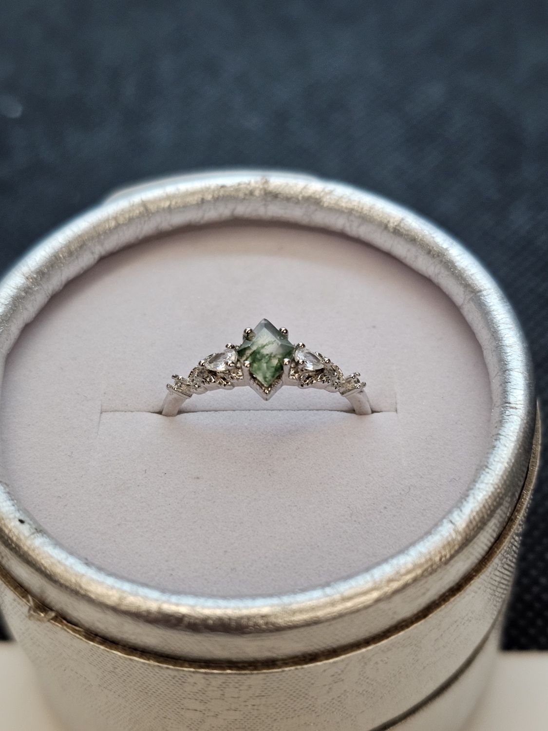 Marquise Moss Agate 925 Ring