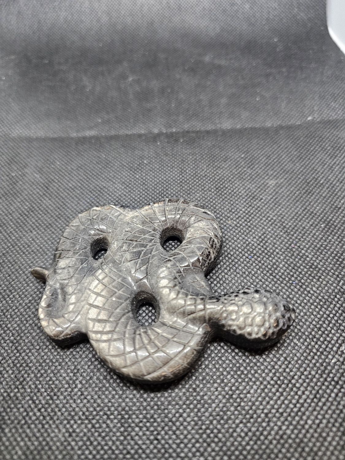 Silver sheen obsidian snake