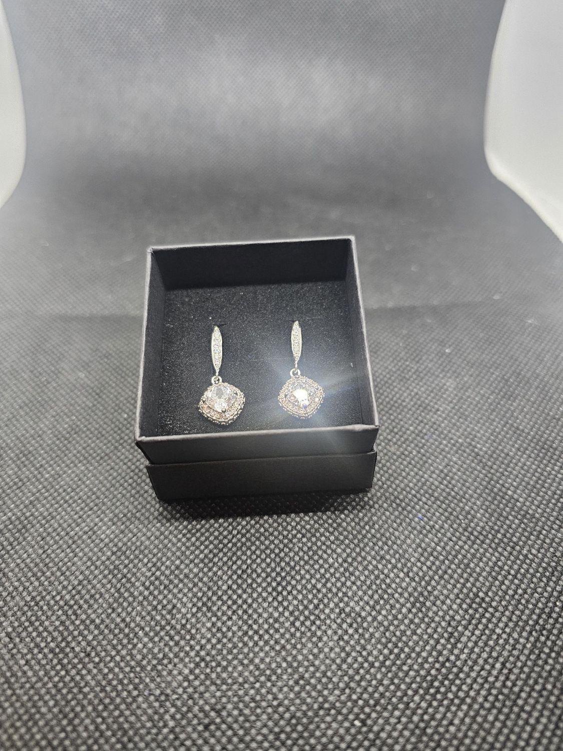 lab diamond simulant fancy drop earrings 925