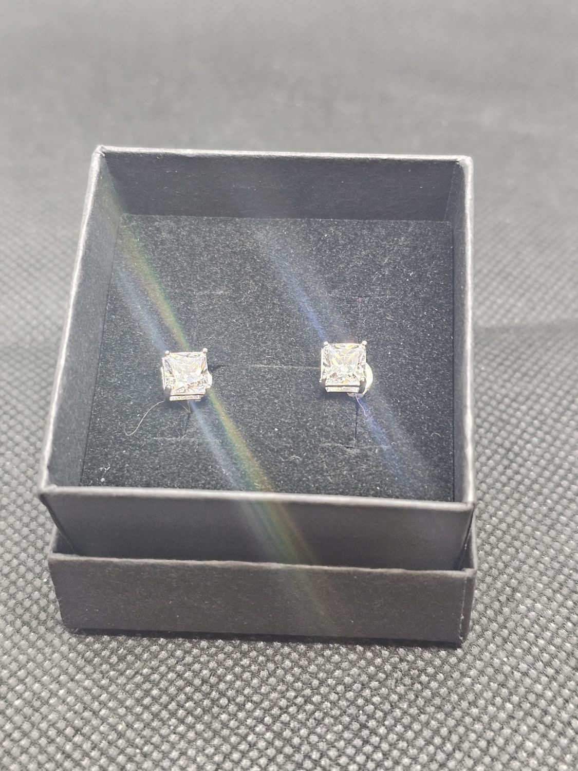 lab diamond simulant 925 princess cut earrings