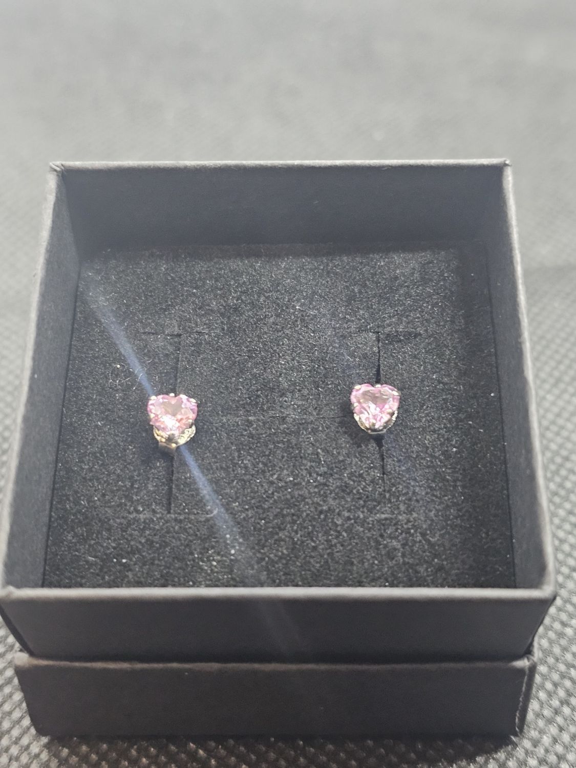 lab pink sapphire heart 925 earrings