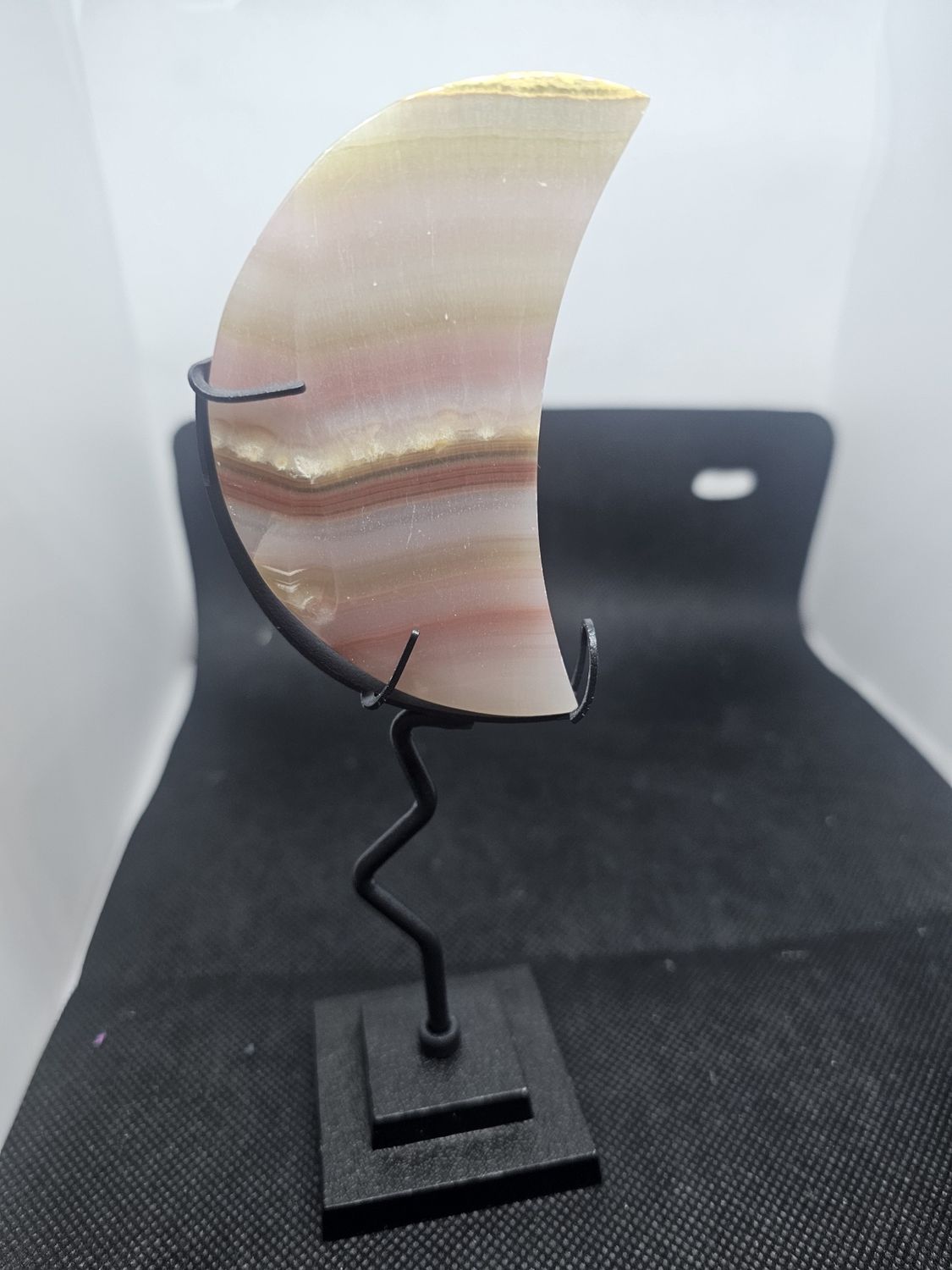 banded pink onyx moon with stand