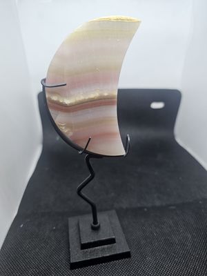 banded pink onyx moon with stand
