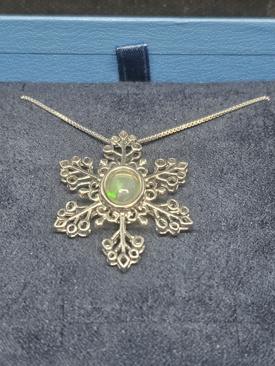Ethiopian opal snowflake necklace