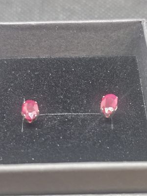 10k white gold Burma ruby earrings