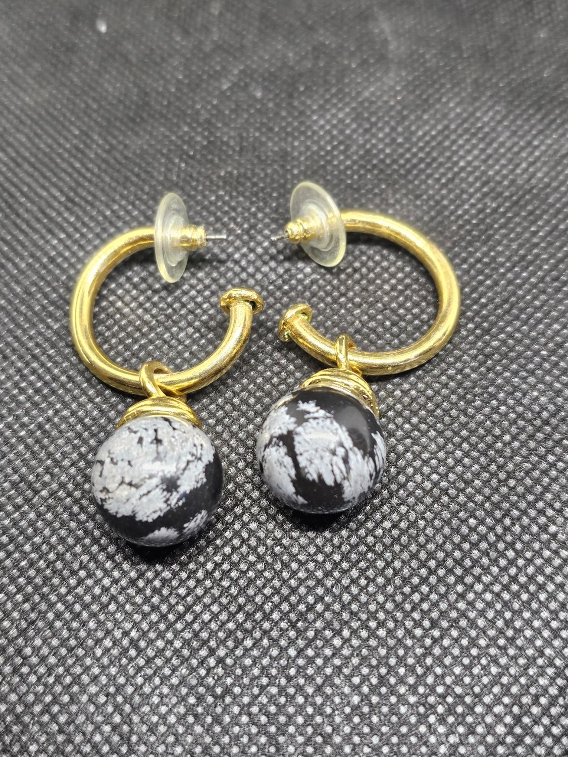 Snowflake obsidian earrings