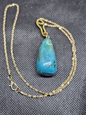 chrysocolla turquoise pendant with gold chain