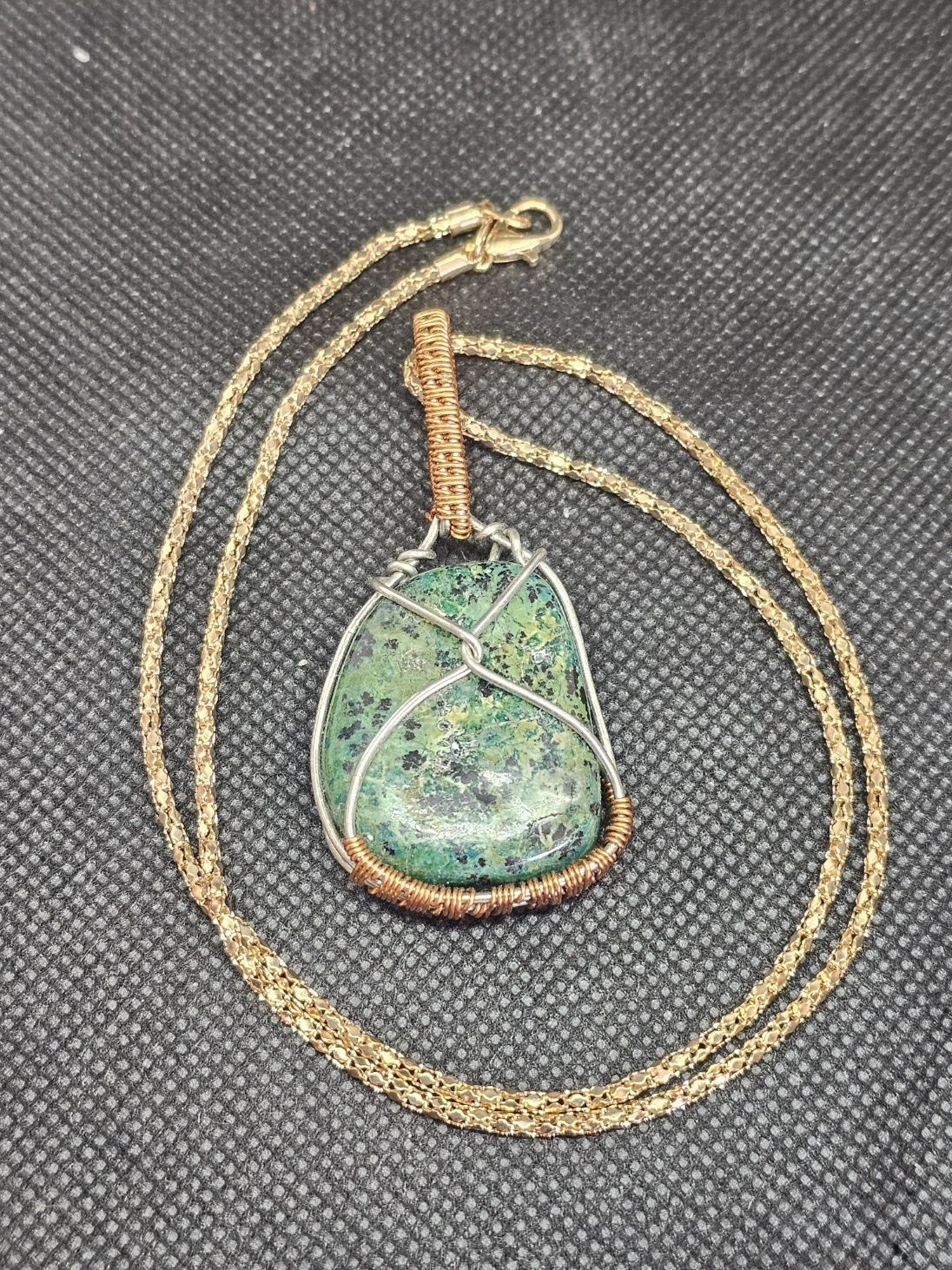 chrysocolla turquoise pendant wire wrapped