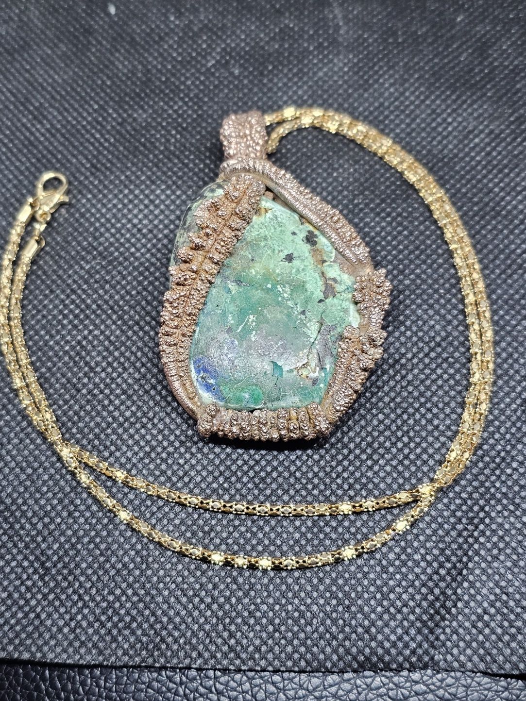 electroformed copper wrapped chrysocolla turquoise large