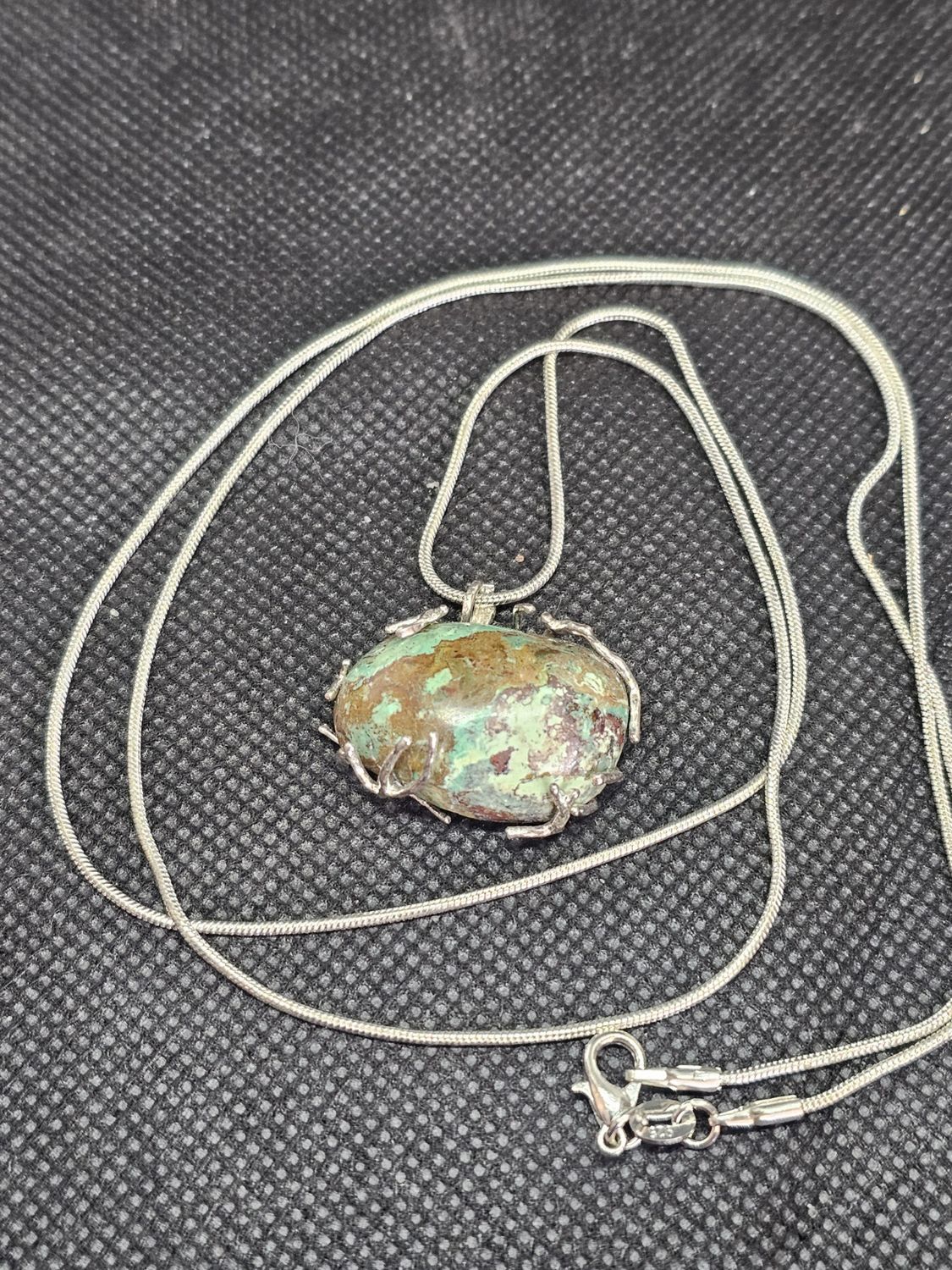 chrysocolla gem silica pendant