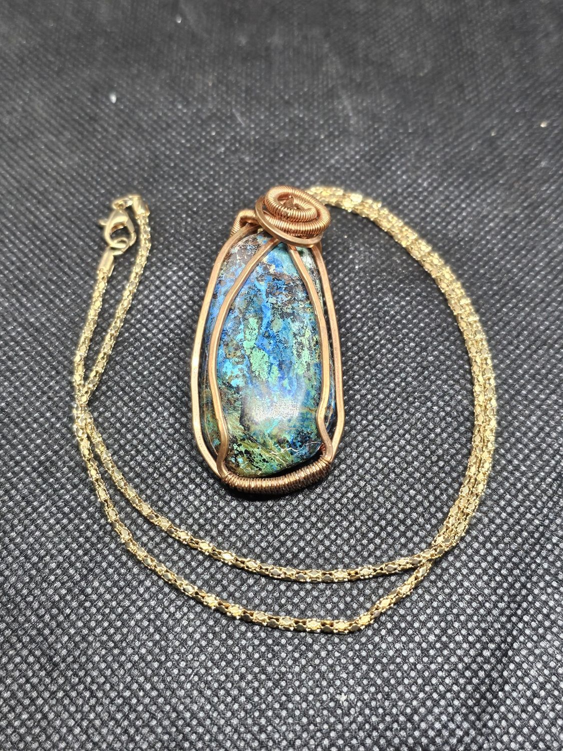 chrysocolla gem silica turquoise wrap