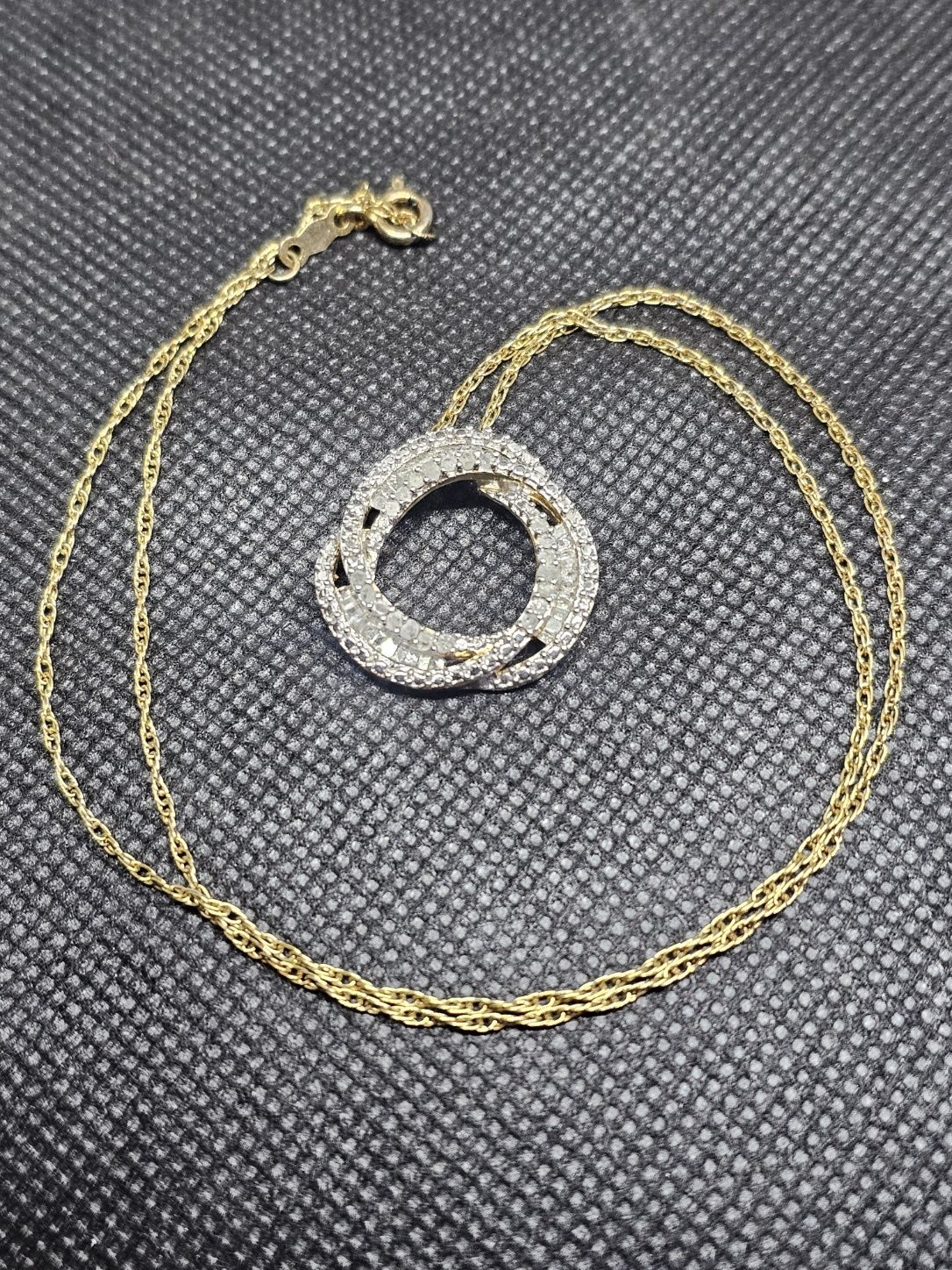 diamond trinity circle gold plated necklace